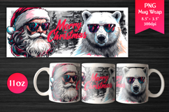 Cool Santa and Polar Bear | Christmas 11oz Mug Wrap Design Product Image 1