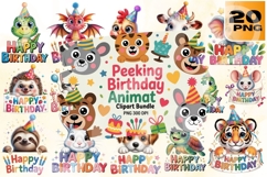 Peekaboo Party Happy Birthday Animal PNG Pack Product Image 1
