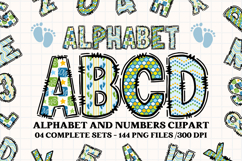 Baby Boy Alphabet PNG Clip Art, baby boy letters doodle Product Image 1