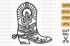Cowboy boot cut file svg, png Western svg, Cactus desert Product Image 1