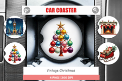 Car Coaster Vintage Christmas Product Image 1