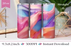 Wave Liquid Tumbler Wrap Design, Colorful Tumbler Design PNG Product Image 1