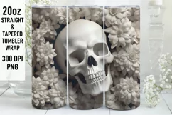 3D Skull Flowers Sublimation Tumbler Wrap | 3D Tumbler wrap Product Image 1
