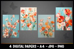 4 Beautiful Flowers Digital Papers I Junk Journal Pages Product Image 2