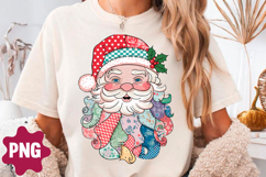 Patchwork Santa Claus PNG, Santa Face Christmas Product Image 1