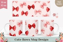 Pink Bows Mug Wrap Design, Pastel Love Mug Sublimation PNG Product Image 1
