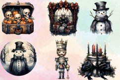 Watercolor Gothic Christmas Clipart Sublimation Product Image 2