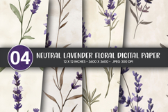 Neutral Lavender Floral Digital Paper Product Image 1