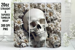 3D Skull Flowers Sublimation Tumbler Wrap | 3D Tumbler wrap Product Image 1