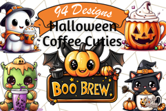 Monster Café Halloween PNG Clipart, Coffee Holiday Clip Art Product Image 1