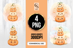 Cute Pumpkin Tower Sublimation PNG Product Image 1