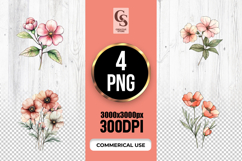 Watercolor Poppy Flower Clipart Sublimation PNG Product Image 1