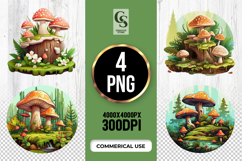 Forest Mushroom House Clipart Sublimation PNG Product Image 1