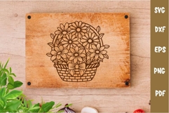 Basket with flowers SVG, Wildflowers, Laser Engraving files Product Image 2