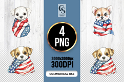 Cute Puppy American Flag Clipart PNG Product Image 1