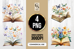 Butterfly Floral Book Clipart PNG Product Image 1