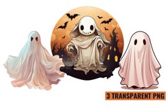 Halloween Retro Ghost Sublimation Clipart, PNG Product Image 1