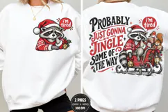 Tired Raccoon Christmas Front Back PNG, Funny Raccoon Chest Product Image 1