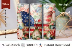 Butterfly Tumbler Wrap, American Flag Tumbler Sublimation Product Image 1