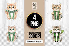Watercolor Suspender Cat Clipart Sublimation PNG Product Image 1