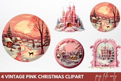 Vintage Pink Christmas Clipart Product Image 1