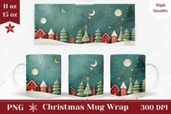 Art Christmas Mug Wrap Design, Christmas Night Mug PNG Product Image 1