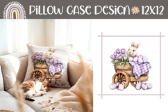 Purple Tulips Pillow Case Design, Easter Bunny Pillow Product Image 1