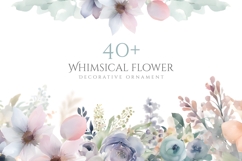 40 Watercolor Flower Clipart PNG, Delicate Floral Ornament Product Image 1