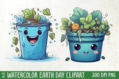 Watercolor Earth Day Clipart, Planet Earth Clipart Product Image 1