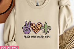 PEACE LOVE MARDI GRAS PNG, Mardi Gras Sublimation PNG Product Image 2