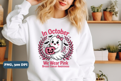 In October We Wear Pink PNG, Halloween Sublimation png Product Image 2