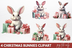 Chirstmas Bunnies Clipart PNG Product Image 1