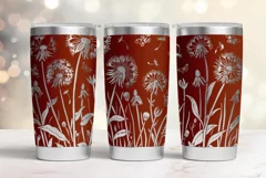 20oz Tumbler laser svg wrap| Floral Dandelions pattern Product Image 2
