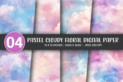 Pastel Cloudy Floral Digital Paper Product Image 1