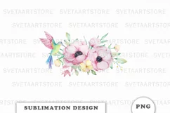 Watercolor Hummingbird Sublimation Downloads Product Image 1