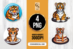Cute Baby Tiger Sitting Clipart Sublimation PNG Product Image 1