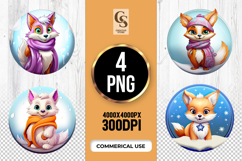 Cute Fox Scarf Winter Clipart Sublimation PNG Product Image 1