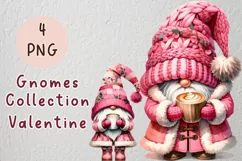 Gnome characters, Valentine Clipart, Pink Gnomes Png Product Image 1