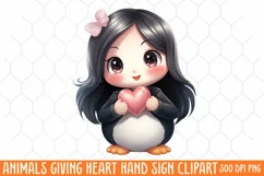 Animals Giving Heart Hand Sign, Watercolor Clipart Product Image 1