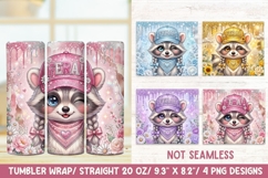 Feral Cute Raccoon 20 OZ Skinny Tumbler Wrap Sublimation Png Product Image 1