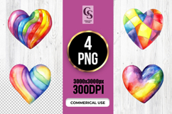 Rainbow Watercolor Heart Art Illustration Clipart PNG Product Image 1