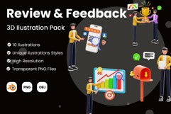 Review &amp; Feedback 3D Illustration Pack Product Image 1