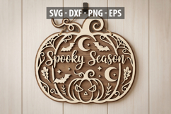 Spooky Season SVG, Halloween Pumpkin Door Hanger SVG, Laser Product Image 1