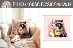 Easter Raccoon Pillow case, Easter Chick Pillow Template Product Image 1