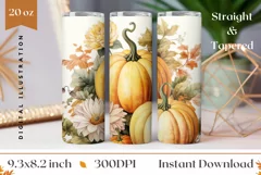 Watercolor Pumpkins Sublimation PNG, Pumpkins Tumbler Wrap Product Image 1