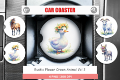 Rustic Flower Crown Animal Car Coaster Product Image 1