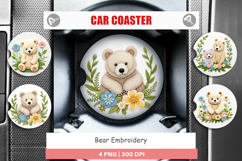 Car Coaster Bear Embroidery Product Image 1