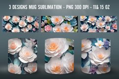 3D Flowers Mug Sublimation PNG Mug Wrap Product Image 1