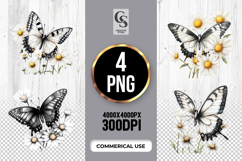 Daisy Butterfly Watercolor Clipart PNG Product Image 1