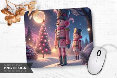 Festive Pink Nutcracker Winter Scene Mouse Pad PNG Product Image 1